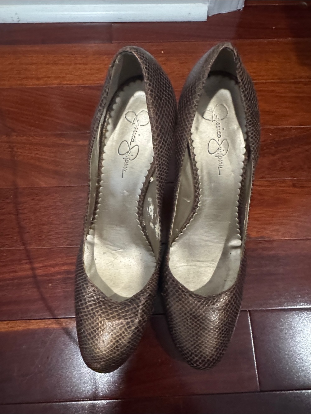 Jessica Simpson Brown Snake-Print Heels